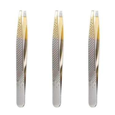 Imagem de Kit Pinças Silver Gold Enox Belliz Ponta Reta Ref. 1700 C/3 - BELLIZ C