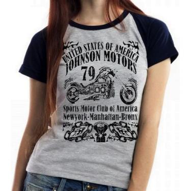 Imagem de Baby look blusa feminina ou Camiseta unissex Moto Johnson Motors  - Em