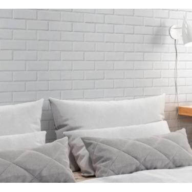 Imagem de Papel De Parede Tijolinho Branco Liso Autoadesivo Lavável 3D - IC DECO