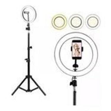 Imagem de Kit 2 Ring Light Iluminador Led 10 Polegada 26cm + Tripé 1,10m Profiss