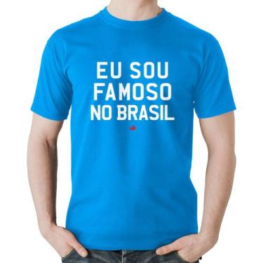 Imagem de Camiseta Algodão Eu sou famoso no Brasil - Foca na Moda, Azul, GGG