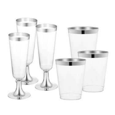 Imagem de KIT Copo Taça Prato Talher Descartável Luxo 20 CONVIDADOS  - udlandia