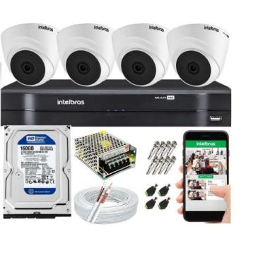 Imagem de Kit Cftv 4 Câmeras De Segurança Intelbras Dome IR E Dvr Mhdx Multi Hd 