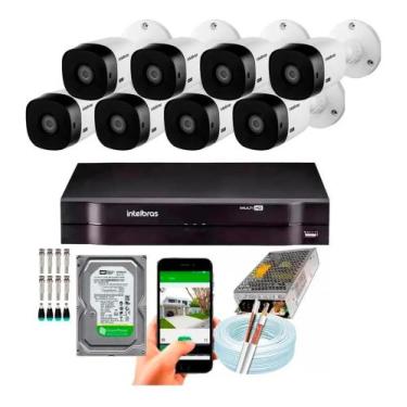 Imagem de Kit 8 Câmeras Intelbras 1220b Full Hd Dvr Mhdx 8 Canais C/Hd 1Tb