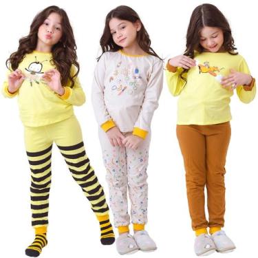 Imagem de Kit 3 Pijamas Infantil Algodao Conforto Menino ou Menina, roupa para d