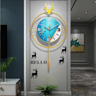 Imagem de Relógio de parede grande operado por bateria para decoração de sala de estar, relógio de parede decorativo grande moderno com pêndulo silencioso sem tique-taque para casa, quarto, cozinha, escola,