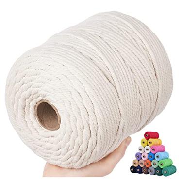 Imagem de KMALADO Cordão De Macramê Natural 3Mm X 109 Jardas Cordão De Macramê Colorido 2Mm/3Mm/4Mm/5Mm/6Mm Cordão De Algodão Macramê, Fio De Macramê Torcido, Cordão Macio Para Artesanato Corda De Macramê Sup
