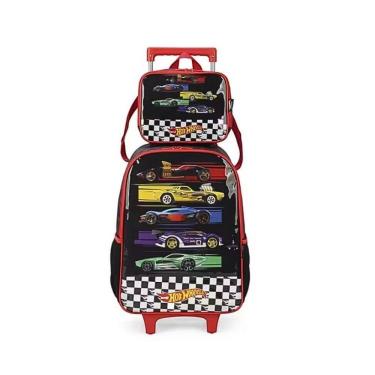 Imagem de Mochila De Rodinhas E Lancheira Hot Wheels Preto Luxcel