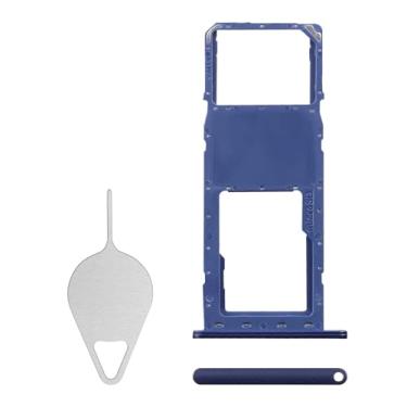 Imagem de BESJMYT Substituição da bandeja do cartão SIM para Samsung Galaxy A03 (versão SIM único) Adaptador de suporte de slot de bandeja de cartão azul com ejetor de agulha para A03 SM-A035F