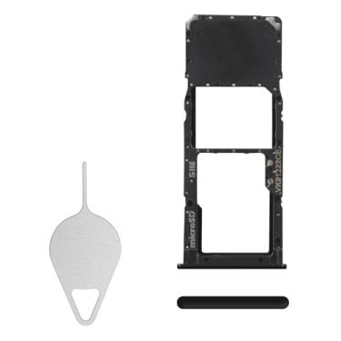 Imagem de BESJMYT Substituição da bandeja do cartão SIM para Samsung Galaxy A51 (versão SIM único) Cubo prisma preto suporte suporte slot bandeja cartão adaptador com ejetor de agulha para A51 SM-A515F