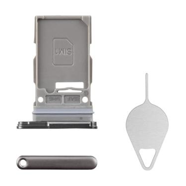 Imagem de BESJMYT Substituição da bandeja do cartão SIM para Samsung Galaxy S23 Plus (versão SIM único) Adaptador de suporte de slot de bandeja de cartão verde com ejetor de agulha para S23+ Plus SM-S916U