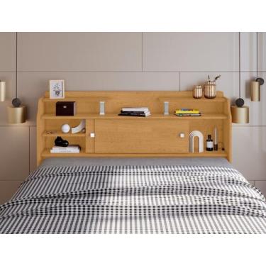 Imagem de Cabeceira Casal Elisa Conjunto Box Colchão 138cm Naturalle mdf - Nossa