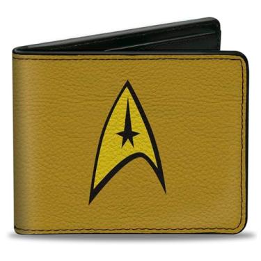 Imagem de Buckle-Down Carteira Paramount Network, dobrável, logotipo clássico Star Trek Starfleet Command Insignia amarelo dourado, couro vegano