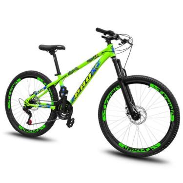 Imagem de Bike de Grau PRO-X 26 Freeride 21V Shimano Tipo Gios Viking, Verde, Az