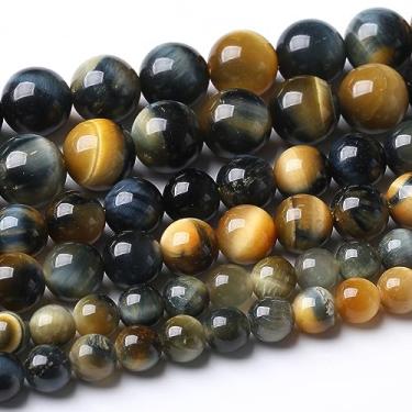 Imagem de Contas redondas soltas de 10 mm de olho de tigre sonhador, contas naturais de pedra de energia de cristal para fazer joias, pulseira, colar