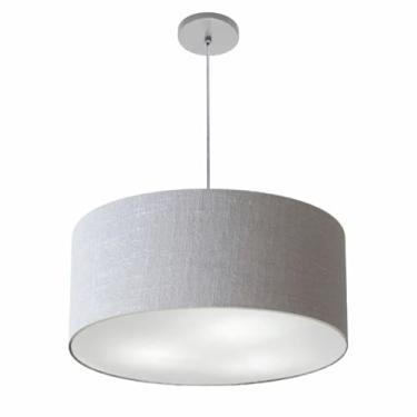 Imagem de Lustre Pendente Cilíndrico Vivare Free Lux Pe-4386CZ Cúpula em Tecido - 50X25cm - Rustico-cinza