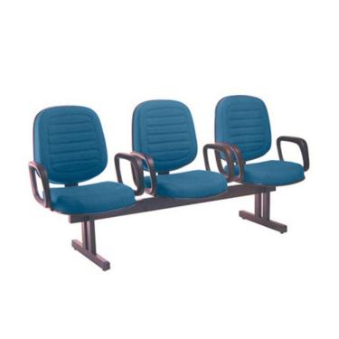 Imagem de Cadeira para Igrejas Evangélicas em Longarina com 03 lugares Linha Blenda Azul