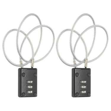 Imagem de PATIKIL Trava de combinação de cabo de 3 dígitos, 2 peças de cadeado de cabo com combinação de corda de aço de 50 cm para academia, bicicletas, armários, guarda-roupas, pequenas cercas, preto