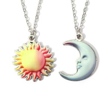 Imagem de MANZHEN 1 par de colares de melhores amigos, design fofo, presente de dia dos namorados, filhote, fantasma, sol e lua, design Bff para 2, 18 Inches, Aço inoxidável, Sem Pedra Preciosa