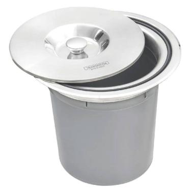 Imagem de Lixeira de Embutir Clean Round Aço Inox com Balde 5 L Tramontina