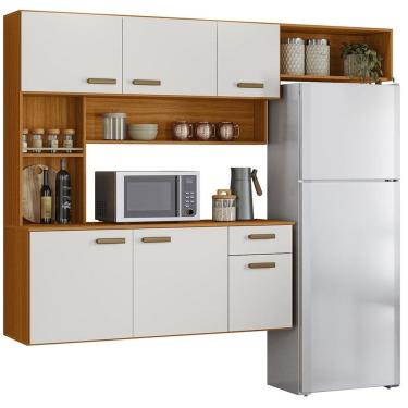 Imagem de Cozinha Suspensa 6 Portas 180 cm Una Freijo Off White PLN