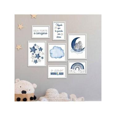 Imagem de Kit 7 Quadros Decorativos Placas Infantil Nuvem Aquele Que Te Guarda -