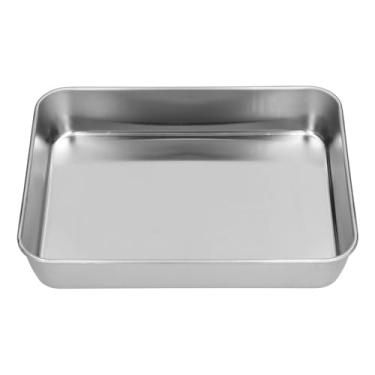 Imagem de Assadeira De Aço Inoxidável, Assadeira De Bolo Grande Com Tampa Assadeira De Bolo Retangular Assadeira De Bolo Antiaderente Assadeira De Brownie Com Tampas(M)