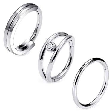 Imagem de Ruifan 20G 18G 16G Anéis de nariz de titânio para mulheres argolas duplas clicker articulado septo nariz anel lábio hélice cartilagem argola brinco daith torre concha corpo piercing joias para