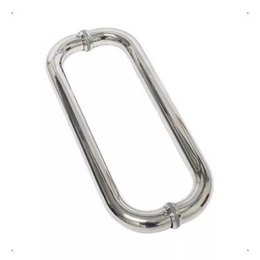 Imagem de Puxador  Inox Oval Alce C 40cm Duplo Para Porta Pivotante Vidro Alumín