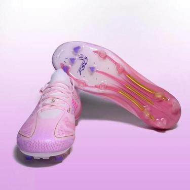 Imagem de Sapatos De Futebol Ultraleves Rosa Masculinos H-F50 TF FG Tênis De Tre