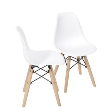 Imagem de Kit 02 Cadeiras Boxbit Infantil Dkr Eames Pp Branca Madeira