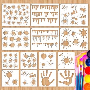 Imagem de 14 peças de estênceis de grafite para pintura em spray – estênceis reutilizáveis para crianças, adultos e artistas, modelos de aerógrafo fáceis de limpar para madeira, tela, tecido, artesanato DIY