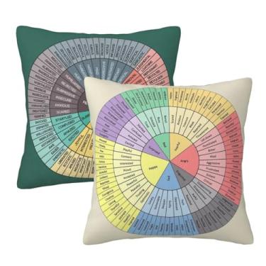 Imagem de Pacote com 2 capas de almofada Feelings Wheel Emotion, Fronhas quadradas, 45,7 x 45,7 cm, terapia de saúde mental, escritório, canto calmante, sala de aula, decoração de sofá, capa de almofada para
