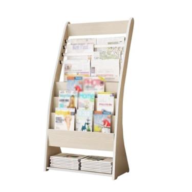Imagem de Porta-jornais de chão Porta-jornais de escritório, estante de madeira de chão, porta-revistas, materiais promocionais, expositor Porta-revistas de chão(Branco)