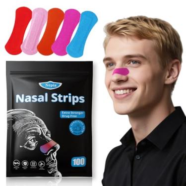 Imagem de Nepia Pacote com 100 tiras nasais de seda extraforte – suporte de respiração sem látex e sem drogas para desempenho esportivo e conforto diurno | Pacote unissex variado com cores sortidas