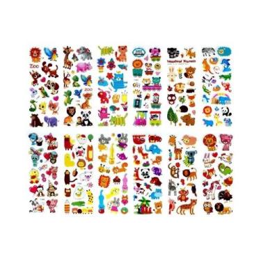 Imagem de Adesivos de Dinossauro 3D para Crianças - 12 Folhas para Decoração de 