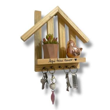 Imagem de Porta Chaves Casa C/prateleira E Frase Personalizada - Oliva Store