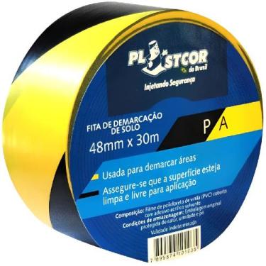 Imagem de Fita de Demarcação 48mm x 30 metros Preto/Amarelo - 700.01516 - PLASTC