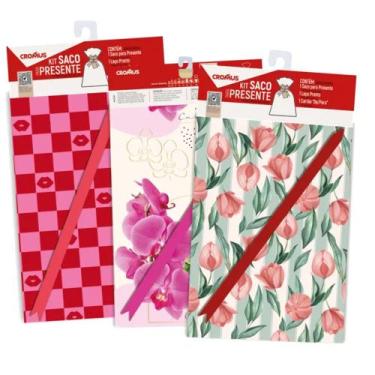 Imagem de Kit Saco de Presente 35x54cm Feminino Sortidos 1 Unidade - 350110 - CR