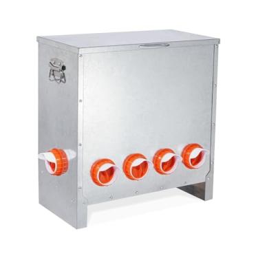 Imagem de Alimentador automático de frango, sem desperdício, grande capacidade, 38,5 kg, 6 portas, alimentador de aves de capoeira, com alça de puxar para galinhas, gansos, patos, galinheiro de aves, design à