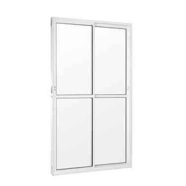 Imagem de Porta balcão 2 folhas 2,10x1,20 com fechadura no alumínio branco