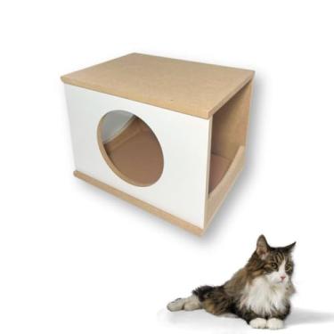 Imagem de Nicho Para Gato 1pç Montado Resistente Casinha para Gato Parede Tampo Fechado (Branco)