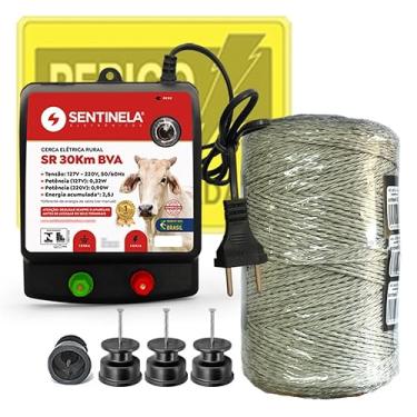 Imagem de Kit Cerca Elétrica Rural Eletrificador Sentinela + Fio 250m + Isolador (Fio Enrolado)