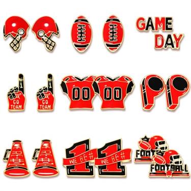 Imagem de 9 pares de brincos femininos de dia de jogo para futebol, vermelho, azul, acessórios para o dia do espírito, brincos de time esportivo, joias de dia de jogo, acessórios de futebol, mãe, lembrancinhas