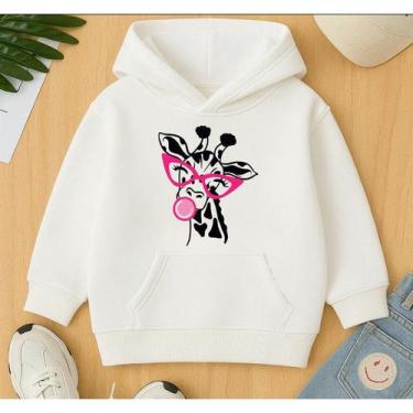 Imagem de Canguru Moletom Infantil Agasalho Feminino Estampa Girafa Chiclete Lin