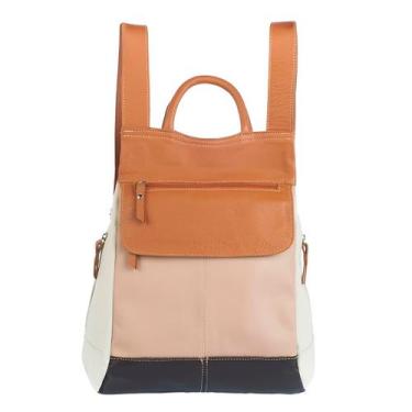 Imagem de Mochila Feminina Malu em Couro Legítimo Tons Terrosos 5Lt - Andória