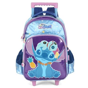 Imagem de Mochila Rodas Stitch Disney Escolar 16" Infantil Meninas