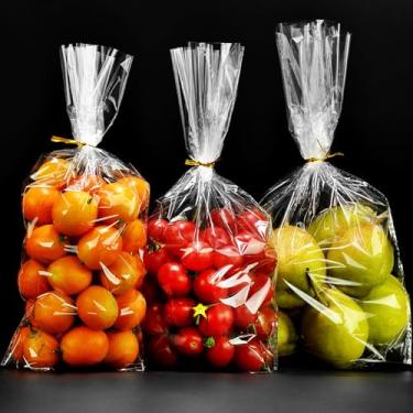 Imagem de SIPRKAICT Sacos de celofane transparentes com gravatas, 15 x 23 cm, 100 peças, sacos plásticos de presente de violoncelo para doces, biscoitos, brindes de festa