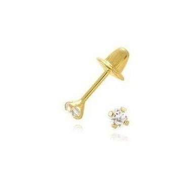 Imagem de Brinco Ouro18k 3mm Infantil 2o Furo Bebê Recém Nascido - RD Magazine