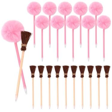 Imagem de SAVITA Lembrancinhas de Festa de Princesa, Inclui 10 Lápis Vassoura e 10 Canetas Fofas Rosa Canetas Esferográficas Pompom Rosa e Lápis Vassoura Madeira para Adultos Adolescentes Crianças